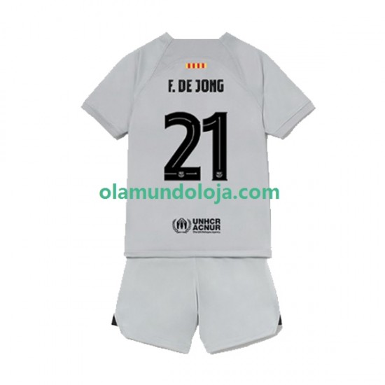 Camisola FC Barcelona Frenkie de Jong 21 Criança Equipamento Terceiro 2022-2023 Manga Curta